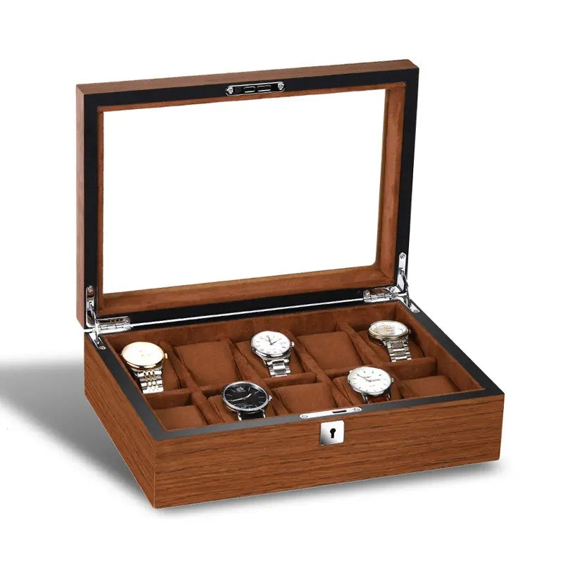 QUALITY Mens Matte Wood Watch Display Case Collection Storage Holder Wooden Box
